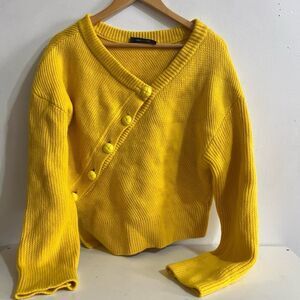 CÉDRIC CHARLIER Wool and cashmere asymmetric cardigan retail $812 SIZE MEDIUM